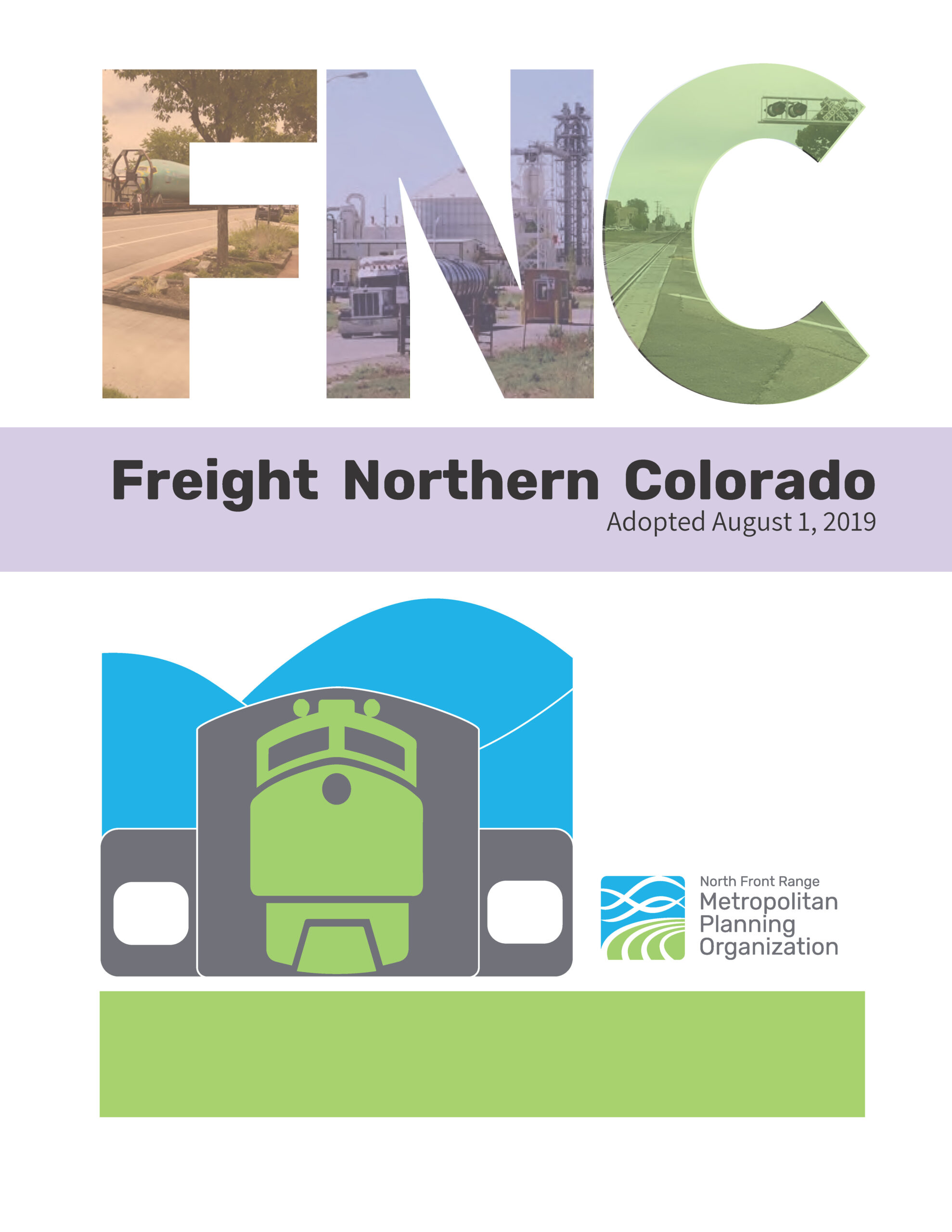 Logo for Freight Northern Colorado with icon of train and NFRMPO logo