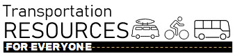 Transportation Resources in text with icons of van, bus, and bike